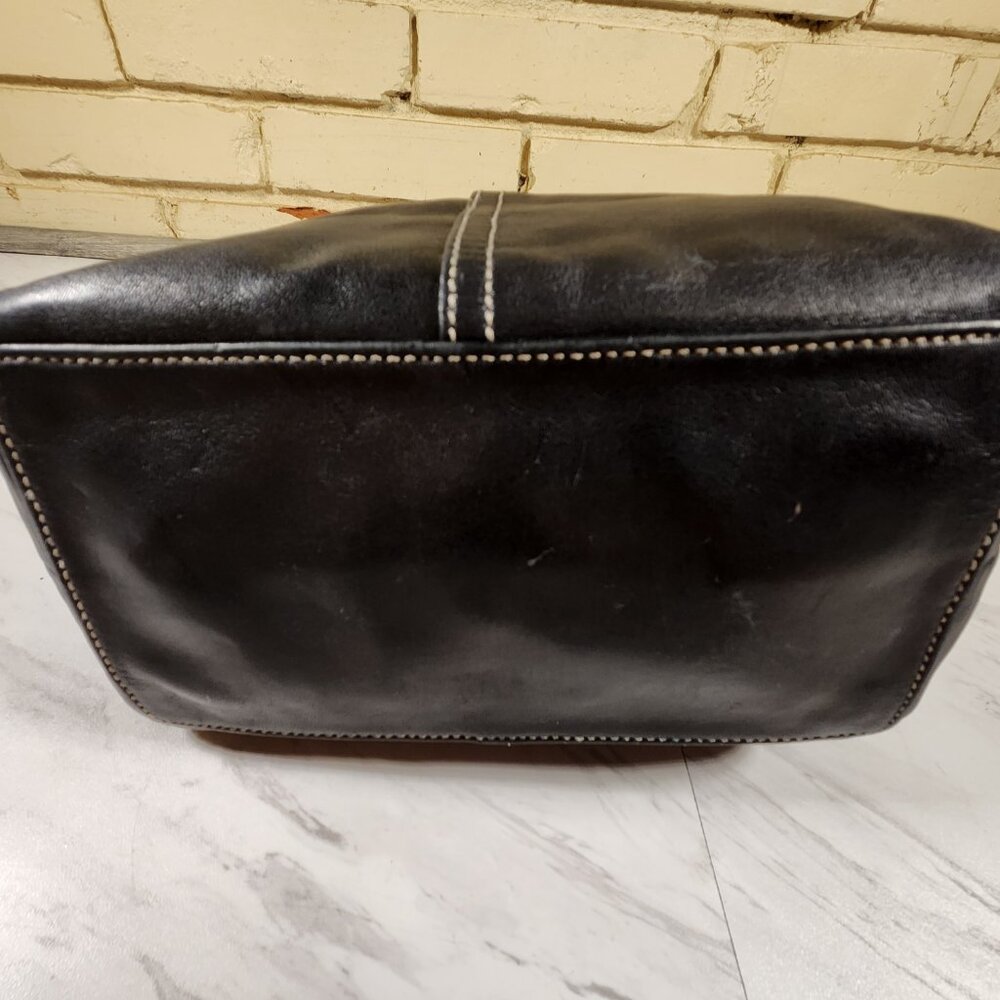 Euc Vintage Coach Black Saffiano Leather Handbag Tote Purse - Picture 8 of 10